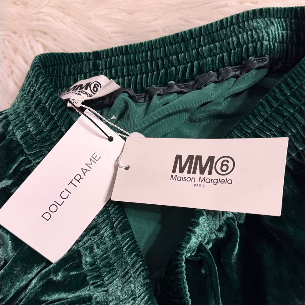 MM6 Maison Martin Margiela Emerald Green Velvet Pants size 46 inseam 30” - Picture 8 of 13
